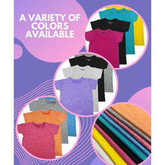 MISS POPULAR Girls 4 Pack Short Sleeve Quick Dry-Fit Moisture Wicking Active Athletic Performance Crew Neck T-Shirts (US, Numeric, 7, 8, Regular, Combo B)
