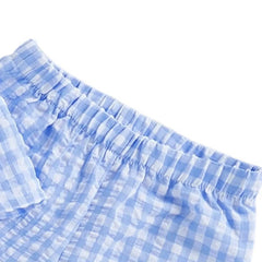 Baby Girls Summer 2 Piece Outfits Ruffle Sleeve Button up Tops Plaid Pants Spring Toddler Girl Clothes