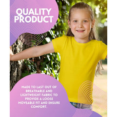 MISS POPULAR Girls 4 Pack Short Sleeve Quick Dry-Fit Moisture Wicking Active Athletic Performance Crew Neck T-Shirts (US, Numeric, 7, 8, Regular, Combo B)