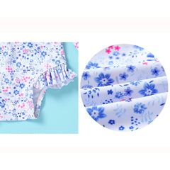 Infant Baby Girl One-Piece Swimsuit Long Sleeve Rash Guard Swimwear Hat Bathing Suit Set for 3-6 Months