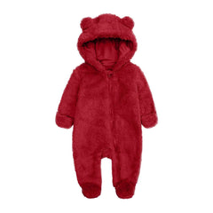 New Born Girl Clothes Baby Boy Romper Long Sleeve Cre W Neck Hodded Fleece Lined Onesie Outfits Zipper Cute Printed Jumpsuit Warm Fall Winter Baby Clothes 0-9 Monthss
