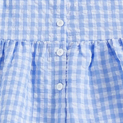 Baby Girls Summer 2 Piece Outfits Ruffle Sleeve Button up Tops Plaid Pants Spring Toddler Girl Clothes