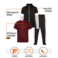 RBX Boys Jogger Set - Lightweight Athletic Tricot Joggers, T-Shirt and Zip Up Jacket for Boys 3 Pack