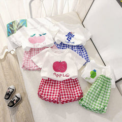 Baby Girl Toddler kid Outfit Sets Short Sleeve T-shirt Elastic Waist Shorts 2 Piece Short Set Summer Spring Pjs For 12-24 Months 2t 3t 4t 5t 6t 7t Children, 18-24 Months
