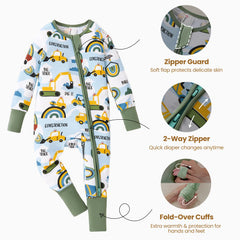 Baby Boy Clothes Bamboo Baby Pajamas Footed & Footless 2-Way Zipper Footies Sleep N Play Pajamas Gift for Baby Boys Infant 12-18 Months
