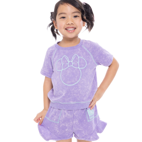 Minnie Mouse Toddler Girl Embroidered Graphic Top and Ruffle Shorts Set, 2-Piece, Sizes 12M-5T