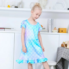 Girls Nightgowns Unicorn Sleepwear Soft Nightgown Night Dress for Kids