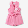 Barbie Girls Fashion Romper Pink Cotton Bowknot Belted Button Sleeveless Outfits Gifts Sizes 3-10