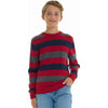 Boys 100% Cotton Crewneck Sweater Soft Knit Pullover for Fall and Winter Long Sleeve Warm Knit - Red Stripes - Size 7/8