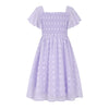 Aridak Girls Chiffon Dress Flutter Ruffle Short Sleeve Kids Square Neck Frocks Purple 6-13Y