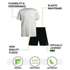 RBX Boys Athletic Shorts Set - 2 Piece Short Sleeve Shirt and Woven Running Tech Shorts (8-12)
