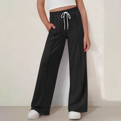 FAIWAD Kids Girls Wide Leg Sweatpants High Waisted Drawstring Baggy Pants Casual Athletic Joggers Sweat Pants